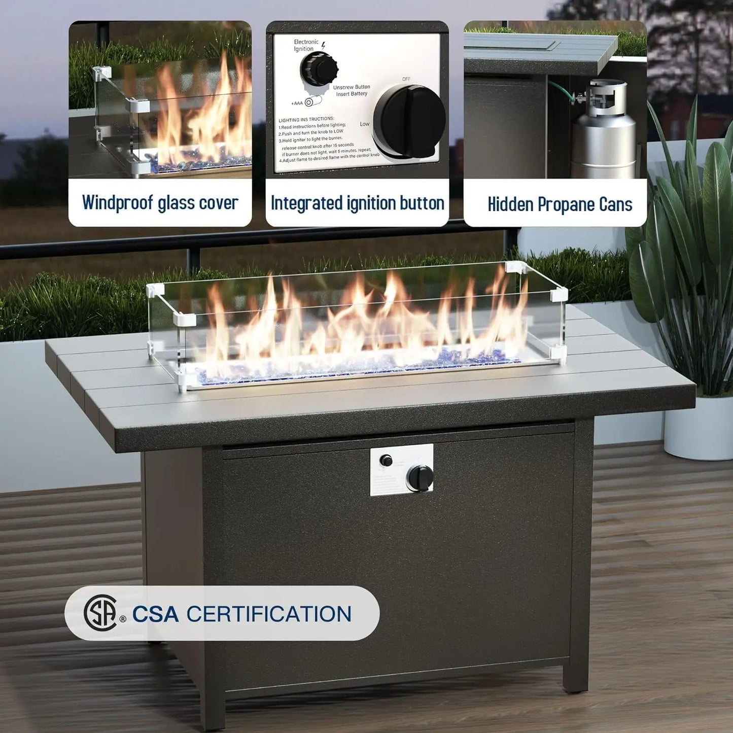 Aluminum Patio Furniture Set with Fire Pit Table, Swivel Chair Metal Patio Sectional Sofa with Upgrade Cushions for Patio