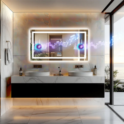Large Illuminate Bluetooth Bathroom Mirror Time Display LED Lighted Full Length Dressing Mirror