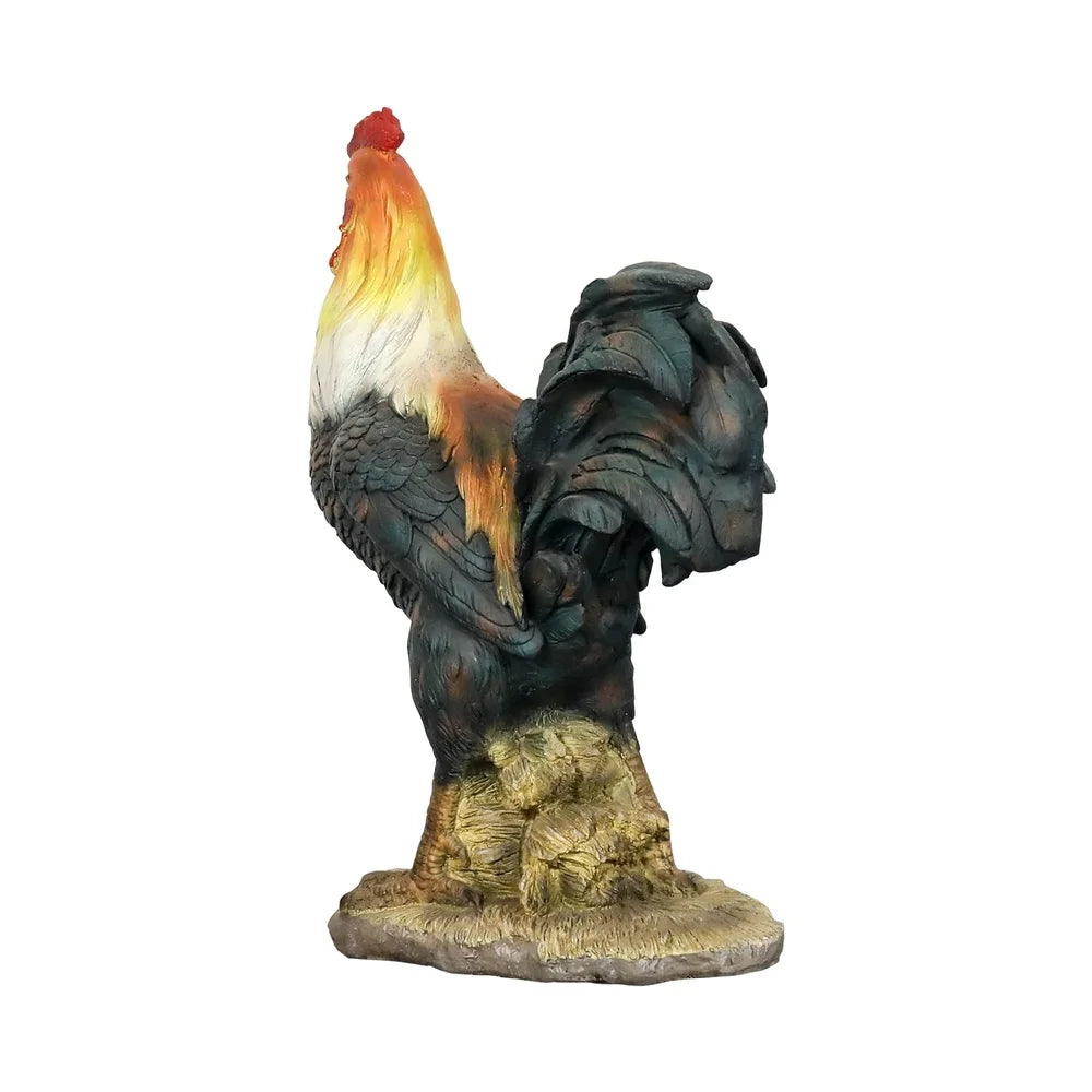 Life Sized Rooster Garden Statue Concrete Chicken Outdoor Decor Durable GFRC Sculpture Lawn Art