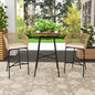3 PCS Rope Woven Patio Bar Set w/ Soft Cushions and Acacia Wood Tabletop