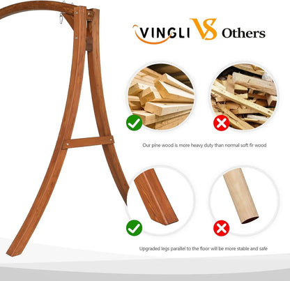 Heavy Duty Wooden Swing Frame for Adults Kids, Strong A-Frame Porch Swing Bench Stand for Indoor & Outdoor