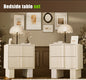 Set of 2 Fluted Nightstands w/ Charging, 2-Drawer End Tables w/ Reinforced Legs, Whitewashed Oak for Bedroom