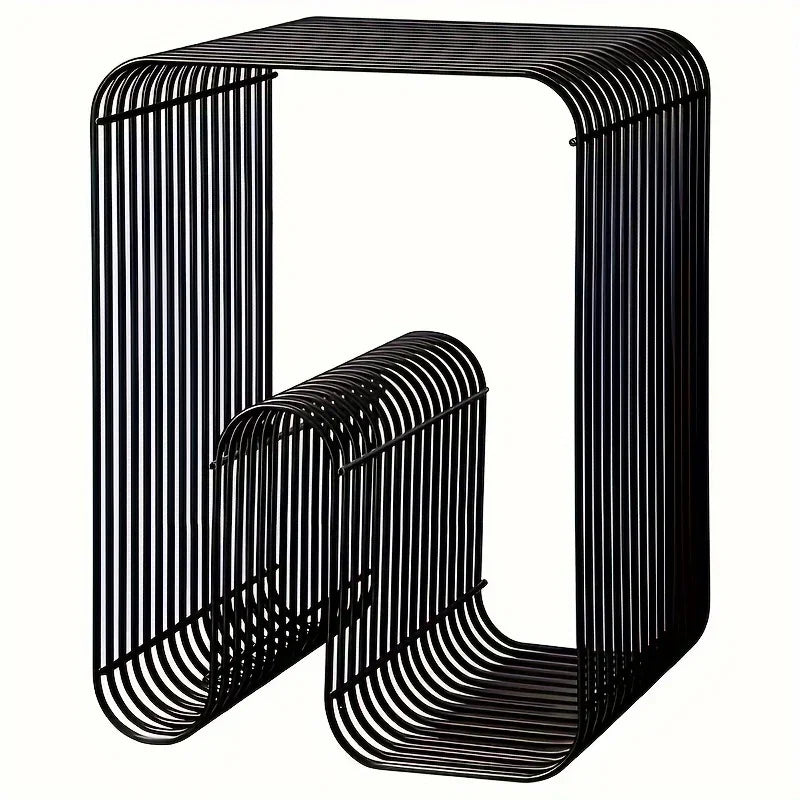 Modern Scandinavian Metal  Table Living Room Furniture Sleek  Side Table Minimalist Storage for Magazines and Books
