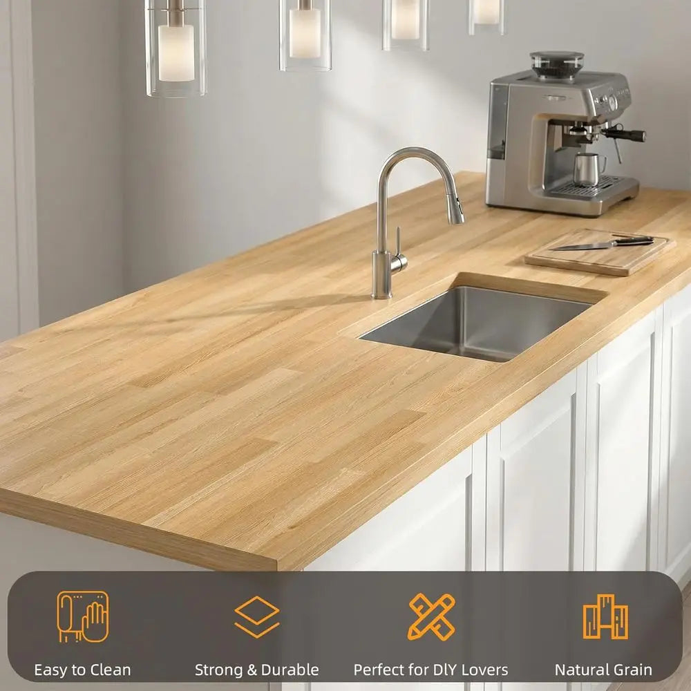 Kitchen Island Butcher Block Countertop – 6T Solid Birch Wood Slab Uninished Butcher Block Island Top or Kitchen Countertop, Din