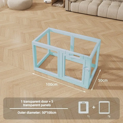 Transparent Pet Fence Indoor Small Dogs Enclosure Free Combination Anti-Escape Puppy Playpen Sturdy Pet Barrier Cage with Door
