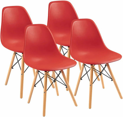 Modern Style Dining Chair Mid Century Modern DSW Chair, Shell Lounge Plastic Chair for Kitchen Chairs Set of 4(White)