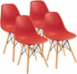 Modern Style Dining Chair Mid Century Modern DSW Chair, Shell Lounge Plastic Chair for Kitchen Chairs Set of 4(White)