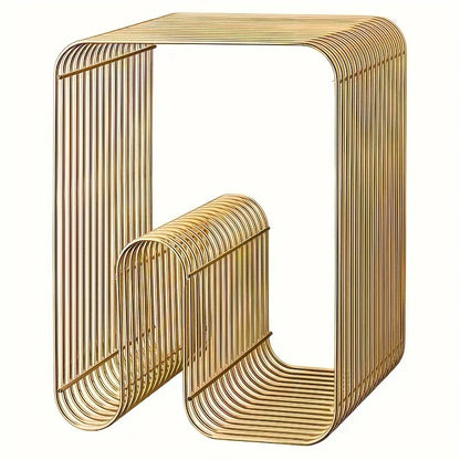 Modern Scandinavian Metal  Table Living Room Furniture Sleek  Side Table Minimalist Storage for Magazines and Books