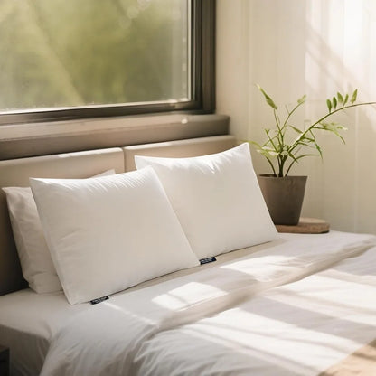 100% Organic Cotton Bed Pillows Queen Size Set of 2 - Down Alternative Hotel Quality White Bedding for Back and Side Sleepers,20