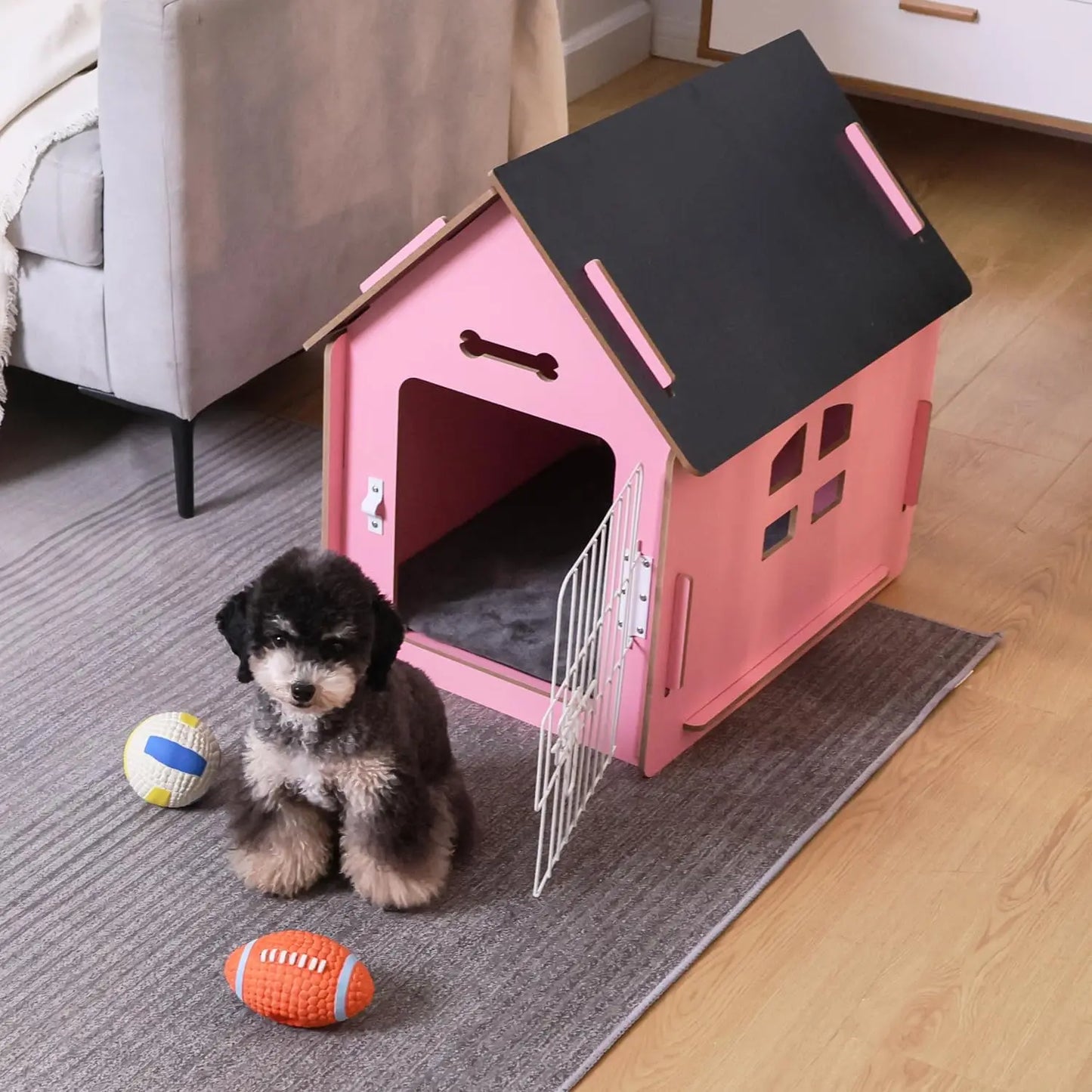 Cozy Wooden Indoor Pet House for Small Dogs and Cats, with Air Vents and Elevated Floor