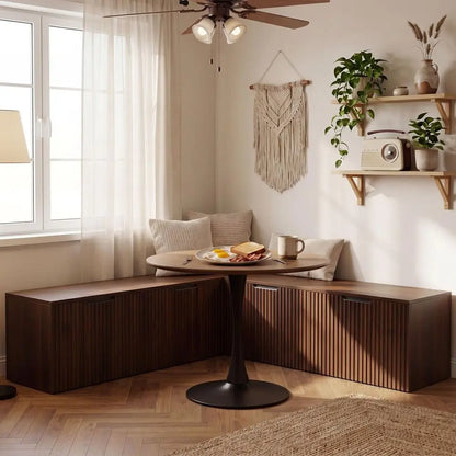 L Shaped Storage Bench, Modular Corner Dining Bench Seating, 63 Breakfast Nook Bench w Hidden Storage, Safety SoftClose Hinges,