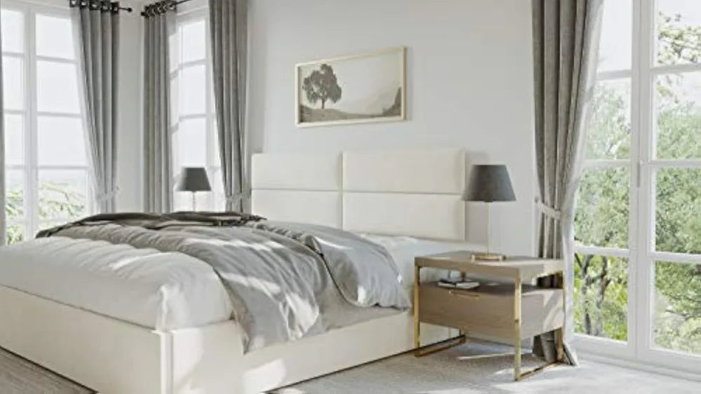 Upholstered Wall Mounted Headboard Panels - Queen Size, Soundproof Acoustic Panels, Easy Installation, 4 Panels Set