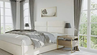 Upholstered Wall Mounted Headboard Panels - Queen Size, Soundproof Acoustic Panels, Easy Installation, 4 Panels Set