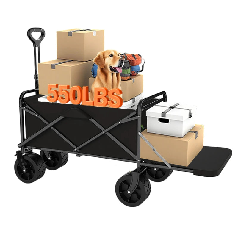 Foldable Multi-Function Beach Cart Heavy Duty Large Capacity Folding Cart Outdoor Trolley Portable Camper