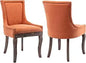 Modern Dining Chairs Set of 2 - High Back Upholstered Fabric Chairs with Solid Wood Legs for Dining Room