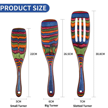 Spurtle Set, Wooden Utensils for Cooking, Pakkawood Kitchen Cooking Utensils Set,   Serving Spatula spoon