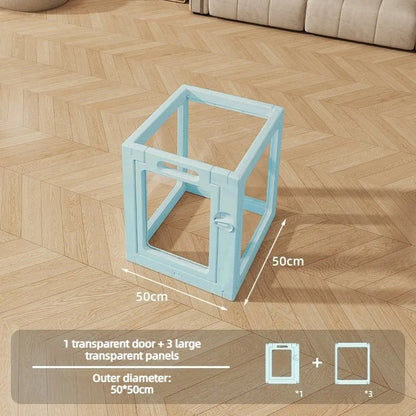 Transparent Pet Fence Indoor Small Dogs Enclosure Free Combination Anti-Escape Puppy Playpen Sturdy Pet Barrier Cage with Door