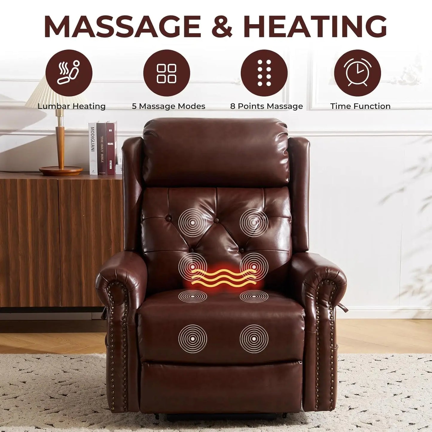 Power Lift Recliner Chair for Elderly with Adjustable Headrest,Electric Lift Chair with Massage and Heat, Lay Flat, Customized