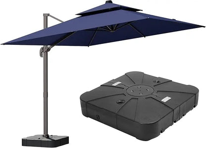 9' X 12' Cantilever Patio Umbrella 360°Rotation Rectangular Outdoor Large Offset Umbrellas Double Top Heavy Duty Windproof