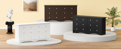 Dresser for Bedroom, 6 Wood Dresser Drawers, Wide Chest of Drawers, Storage Tower Unit Modern Design Bedroom Living Room