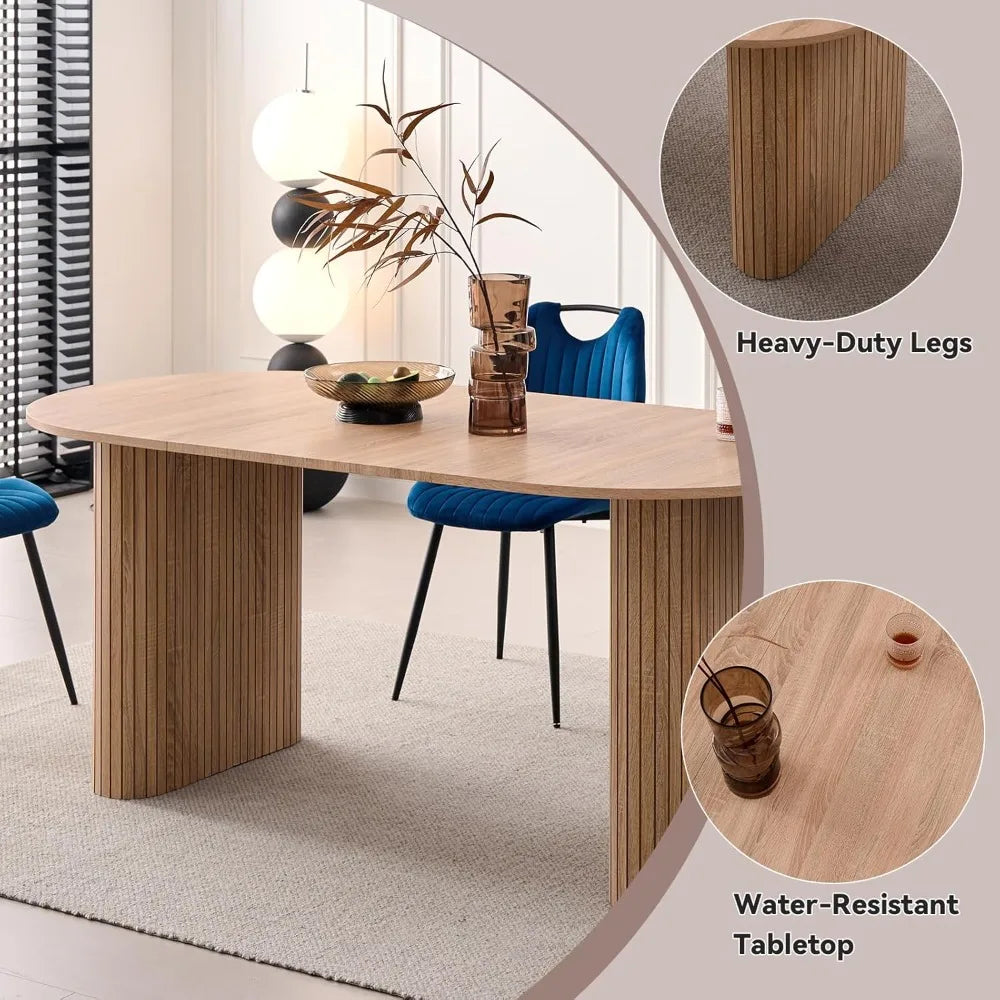 70.8" Oval Dining Table for 4 6 Person, Modern Farmhouse Modern Dinner Table  Reception Room (Only Table),