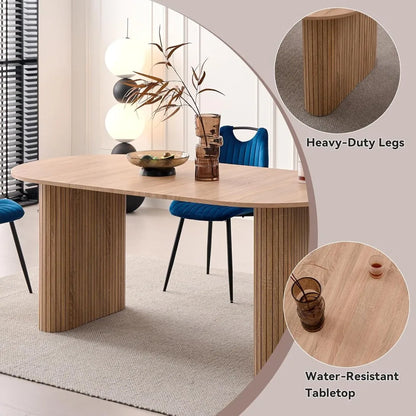 70.8" Oval Dining Table for 4 6 Person, Modern Farmhouse Modern Dinner Table  Reception Room (Only Table),