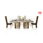 Luxury Marble Dining Table Set with Gold Stainless Steel Frame, Dining Room Table with Sea Shell and High-Back Chairs