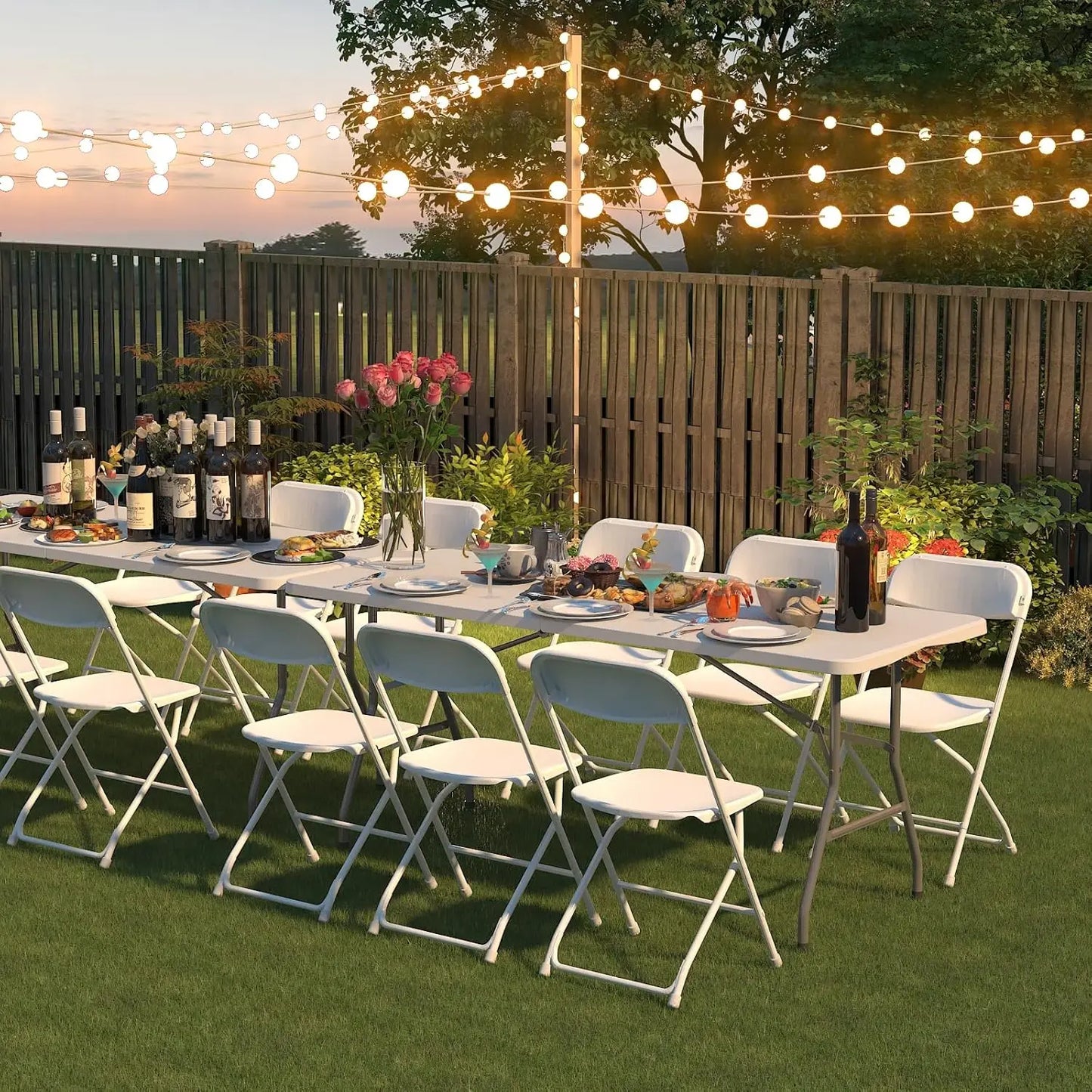 20 Pack White Folding Chairs,Plastic Folding Chairs Outdoor Indoor,350lb Capacity,Portable Event Chair,Lightweight Folding Chair