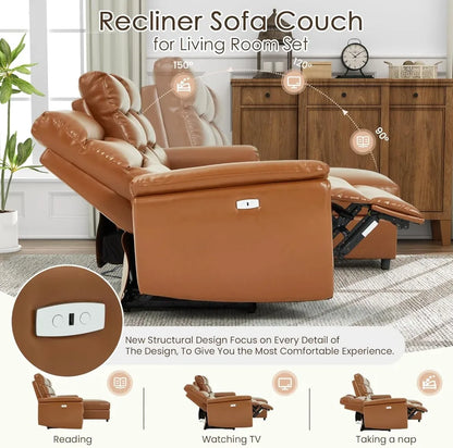 Electric Reclining Sofa with USB & Storage, 3-Seat Wall Hugger Sectional for Living Room Home Theater