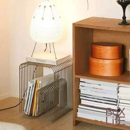 Modern Scandinavian Metal  Table Living Room Furniture Sleek  Side Table Minimalist Storage for Magazines and Books