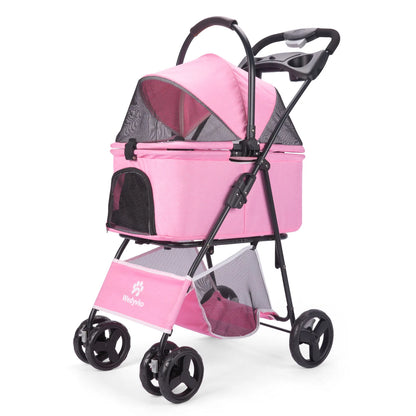 Luxury Detachable Pet Stroller Light Cup Holder Design Four-wheeled Universal Wheel Dog Cart Outdoor Travel Carrying Bag