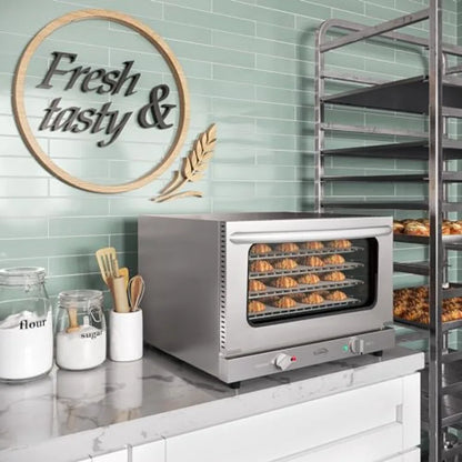 23 in. Commercial Countertop Convection Oven for Half-Size Pans with 4 Racks 1600W Stainless Steel ETL Listed Safety Sanitation