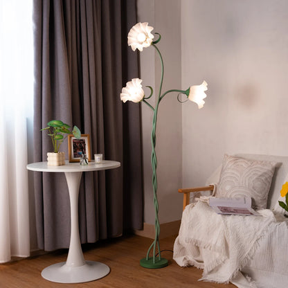 Retro 3-Head Flower Floor Lamp, Contains Bulb, 3-Color Dimmable, with Flexible Neck Shaft That Can Be Adjusted at Will
