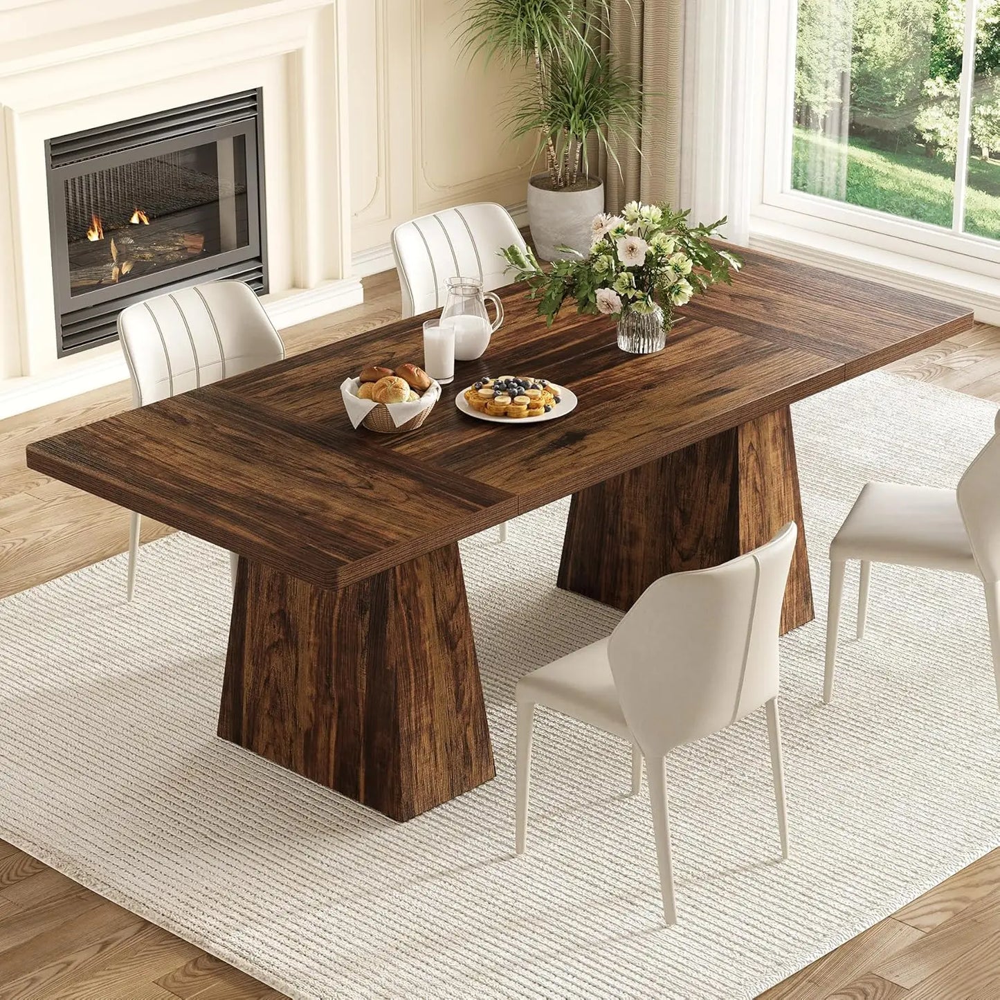 Dining Table for 6 People,Rectangle Table with Heavy Duty Legs, Modern Dining Table for Kitchen, Dining Room
