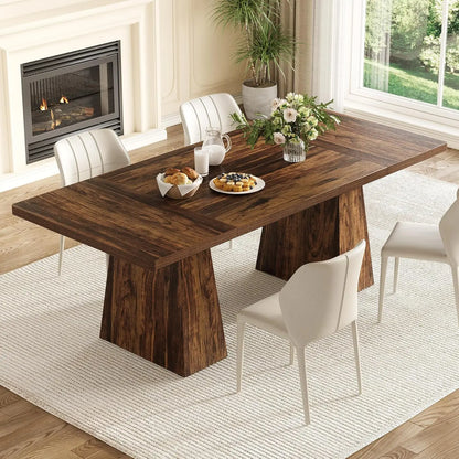 Dining Table for 6 People,Rectangle Table with Heavy Duty Legs, Modern Dining Table for Kitchen, Dining Room