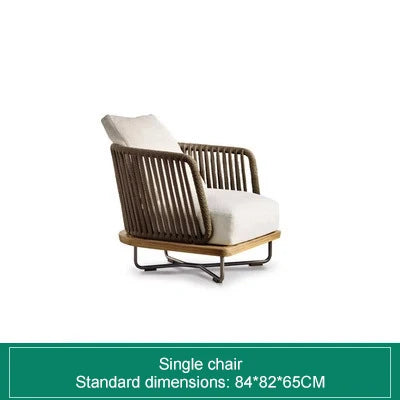 Nordic Outdoor Patio Furniture Set, 3-Piece Wicker Sofa with Solid Wood Frame, Waterproof Sunproof for Garden Balcony
