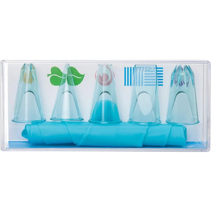 6 Piece Cake Decorating Set with 5 Plastic Tubes and Reusable Superflex Silicone Pastry Bag Baking and Icing