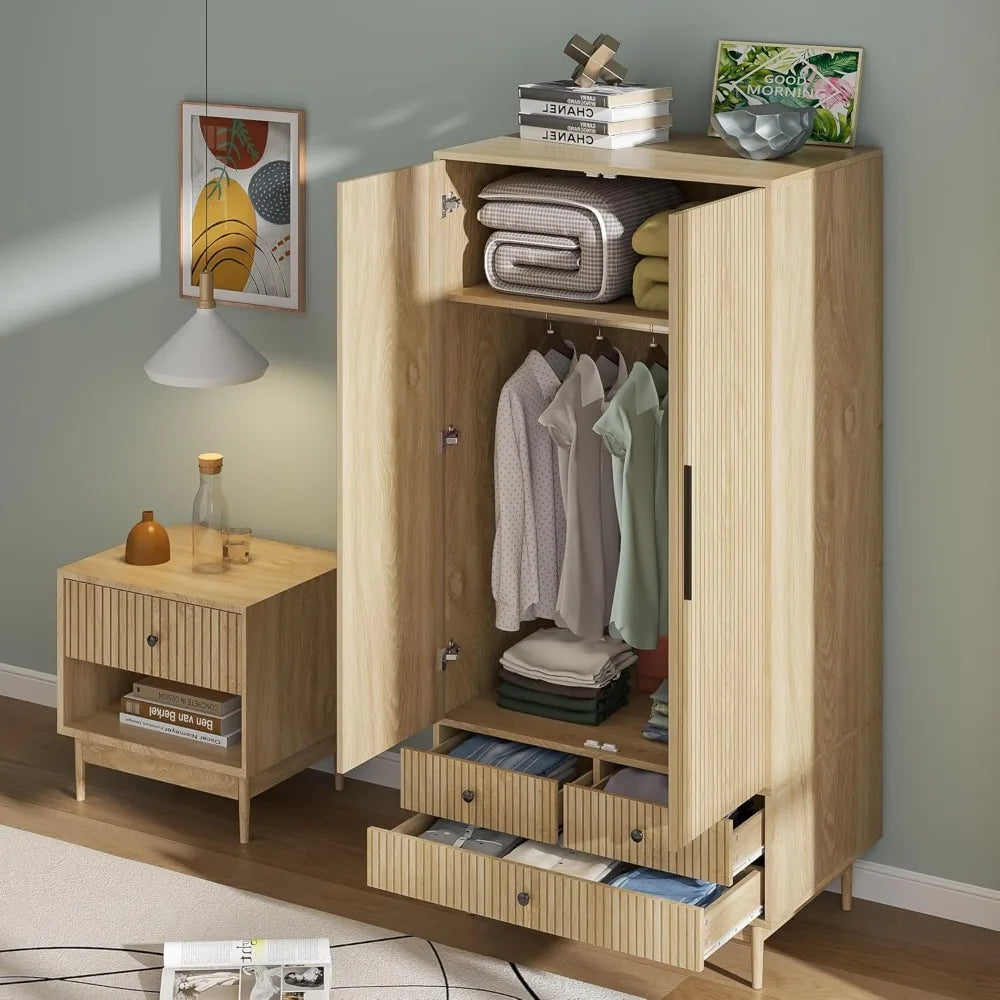 Armoire Wardrobe Closet, with Drawers , Wardrobe Cabinet with Hanging