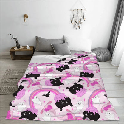 Spooky Halloween Throw Blanket Soft and Warm Fleece Blanket with Stylish Print