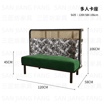 Table and Chair Combination French Retro Booth Sofa Chair Combination Western Restaurant Dining Table and Chair