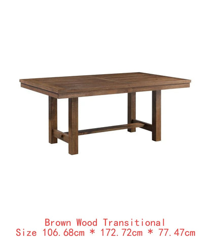 6-Pc Brown Finish Dining Set: Rectangular Table, Bench & Beige Upholstered Side Chairs for Transitional  Dining Room