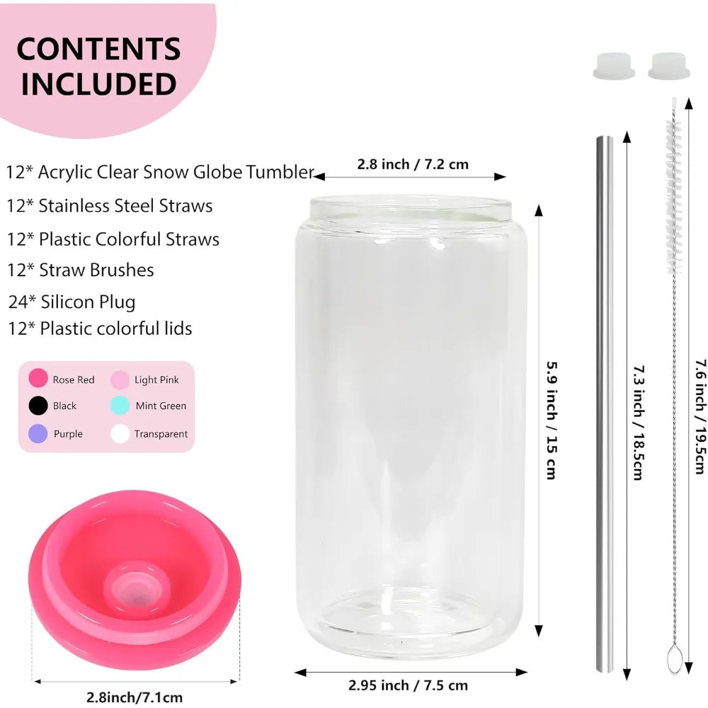 16 oz Acrylic Snow Globe  Tumbler