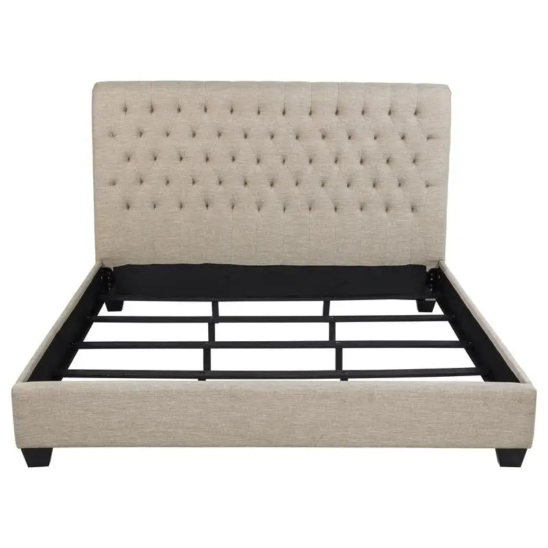Copper Oatmeal Upholstered Eastern King Bed Frame