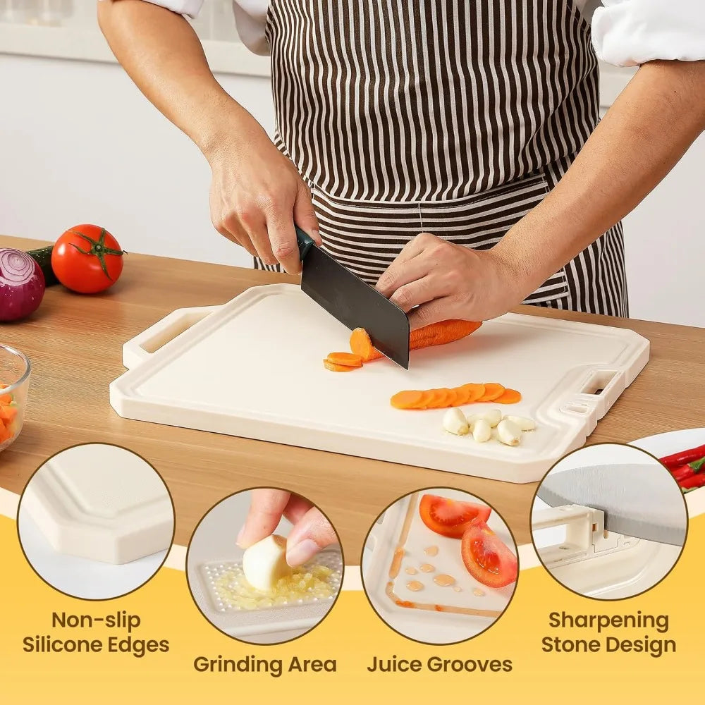 Stainless Steel Cutting Boards for Kitchen,Double Side Food Grade Chopping Board,Stainless Steel and Wheat Straw PP,Dishwasher S