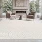 Micro Loop Area Rug Light Gray 9x12 Geometric Modern Luxury Circular Durable Soft Indoor Rugs for Living Dining Room