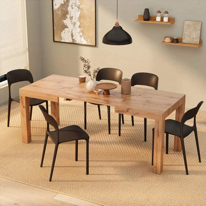 First Extendable Table, 47,2(77,6) x31,5 in, Rustic Oak, for 6-8 People, Expandable Dining Table