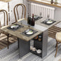 Folding Drop Leaf Dining Table with 6 Wheels and 2-Layer Storage Shelf, Space Saving Table for Small Spaces, Chestnut