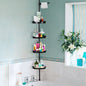 Corner Shower Caddy with Tension Pole 4-Tier Adjustable Shelves Bathroom Storage Organizer with Rubber Pad,101.6 - 122 Inch H