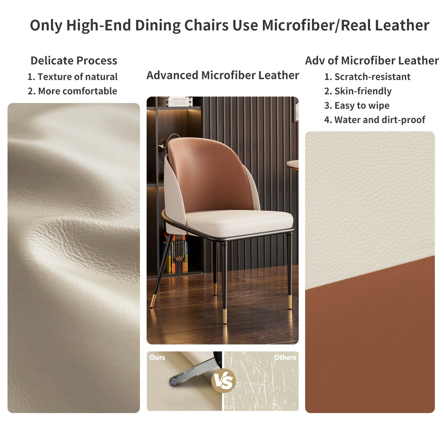 Dining Chairs Set of 2, Faux Leather Dining Chairs Upholstered Padded Modern Dining Room Chairs Back Wood