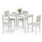 Dining Table Set for 4, Farmhouse Solid Wood Dinette Set w/Rubber Wood Legs, Upholstered Seat & Padded Backrest,, Customized